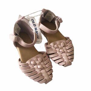 NWT Old Navy Pink Houarache Ankle Strap Flats Size 5